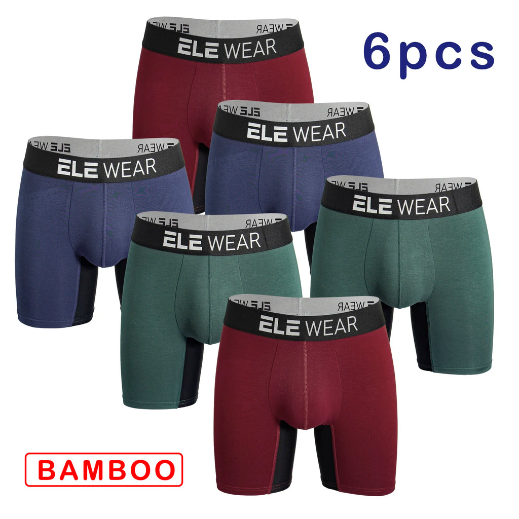 6 pcs Bamboo Men Underwear Boxers Breathable Mens Boxershorts Men's Panties Underpants Plus Size Fashion Boxers Briefs Trunks