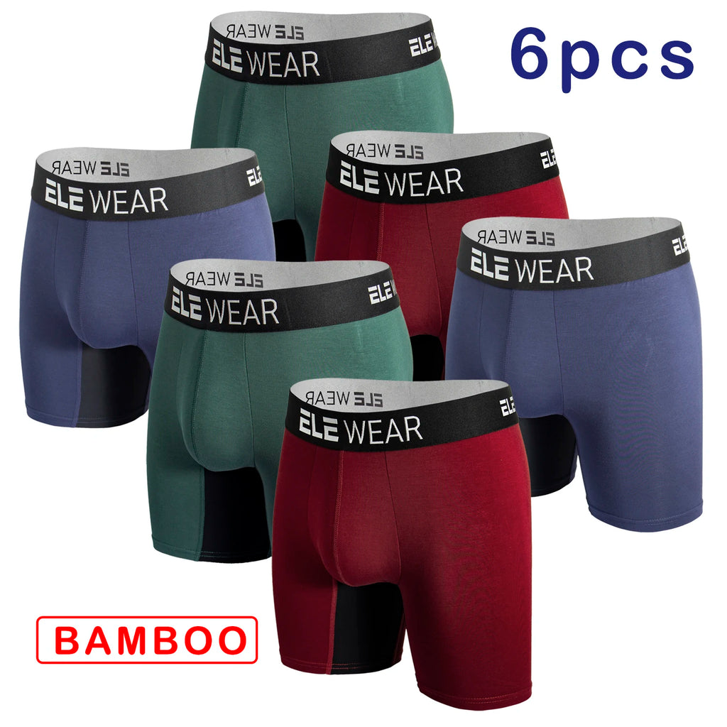 6 pcs Bamboo Men Underwear Boxers Breathable Mens Boxershorts Men's Panties Underpants Plus Size Fashion Boxers Briefs Trunks